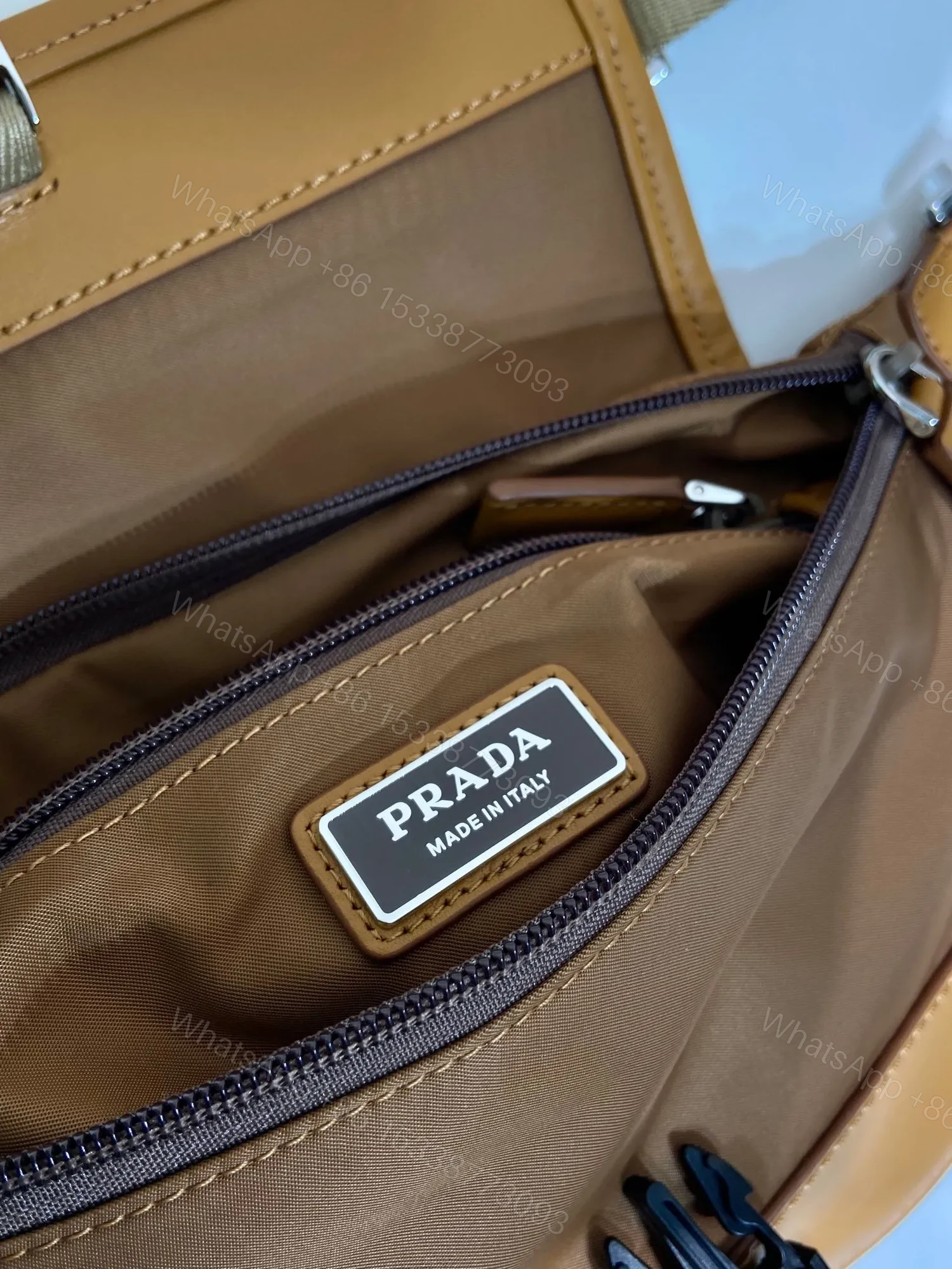 View 5 of BELT BAG 18 IN SEPIA BROWN RE-NYLON AND CALFSKIN TRIM