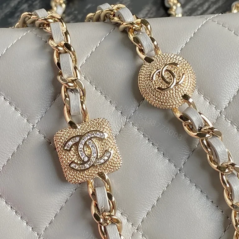 View 8 of Compact Quilted Crossbody Bag: Chanel-Inspired Gold Chain Luxury