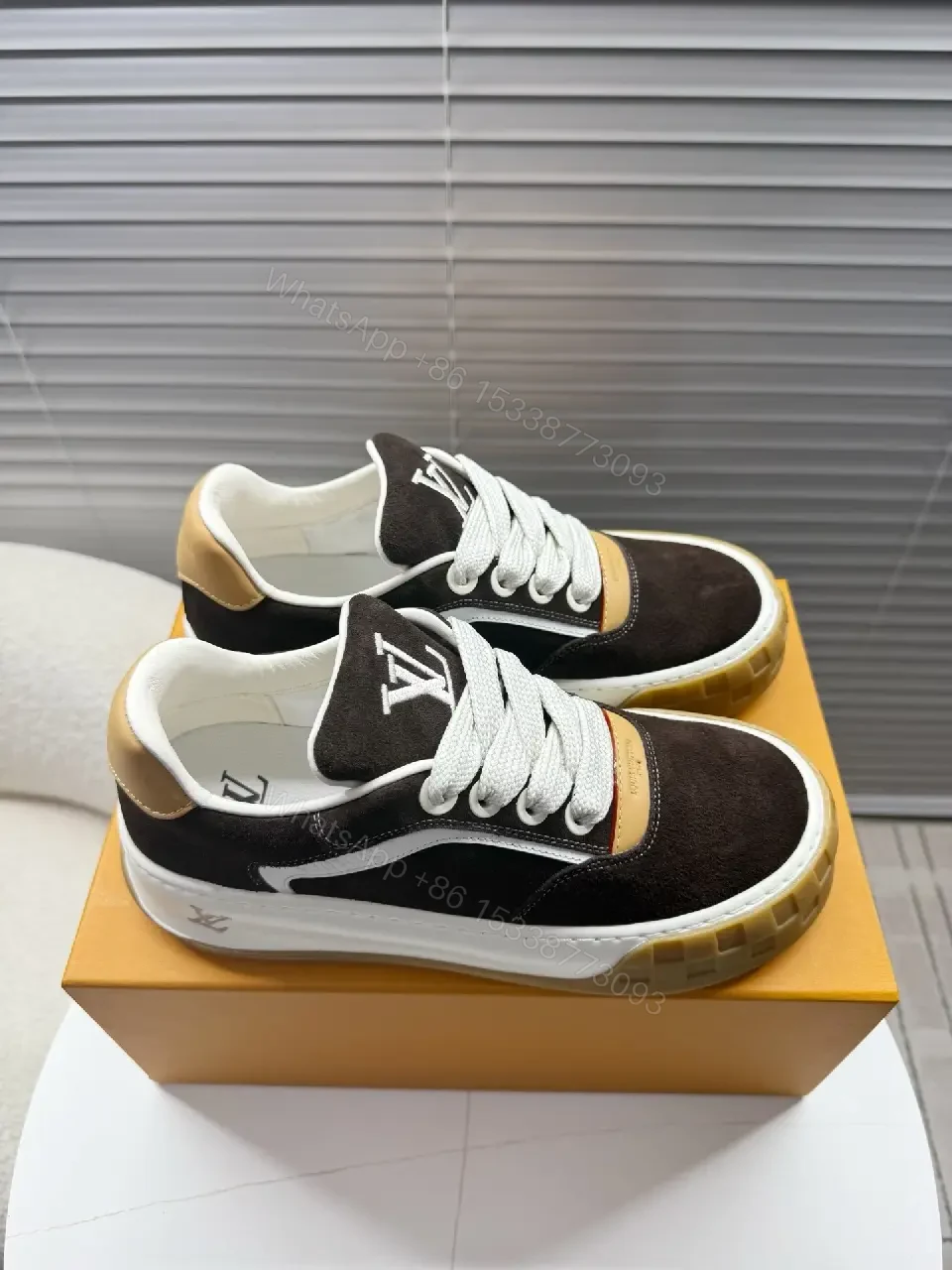 View 6 of Two-Tone Suede Mesh High-Tops with Luxe Detailing Sneakers