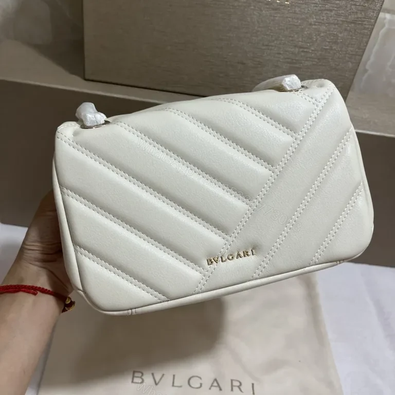 View 4 of Crisp White Leather Bag with Serpenti Clasp â€” BVLGARI Style