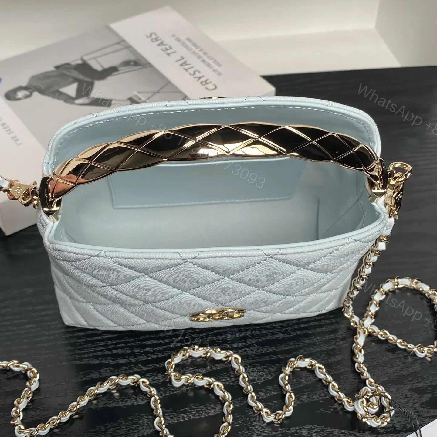 View 3 of Chanel Small Hobo Bag in light blue quilted calfskin