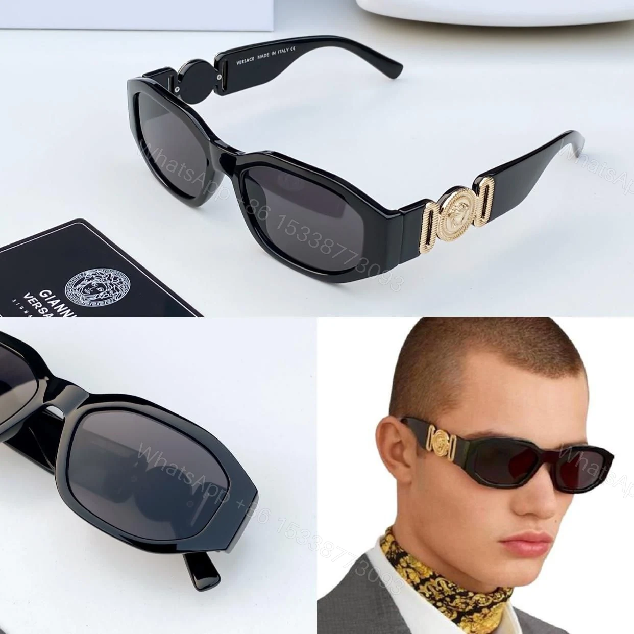 Versace VE4361 Gold-Brown Metal Sunglasses — view 1