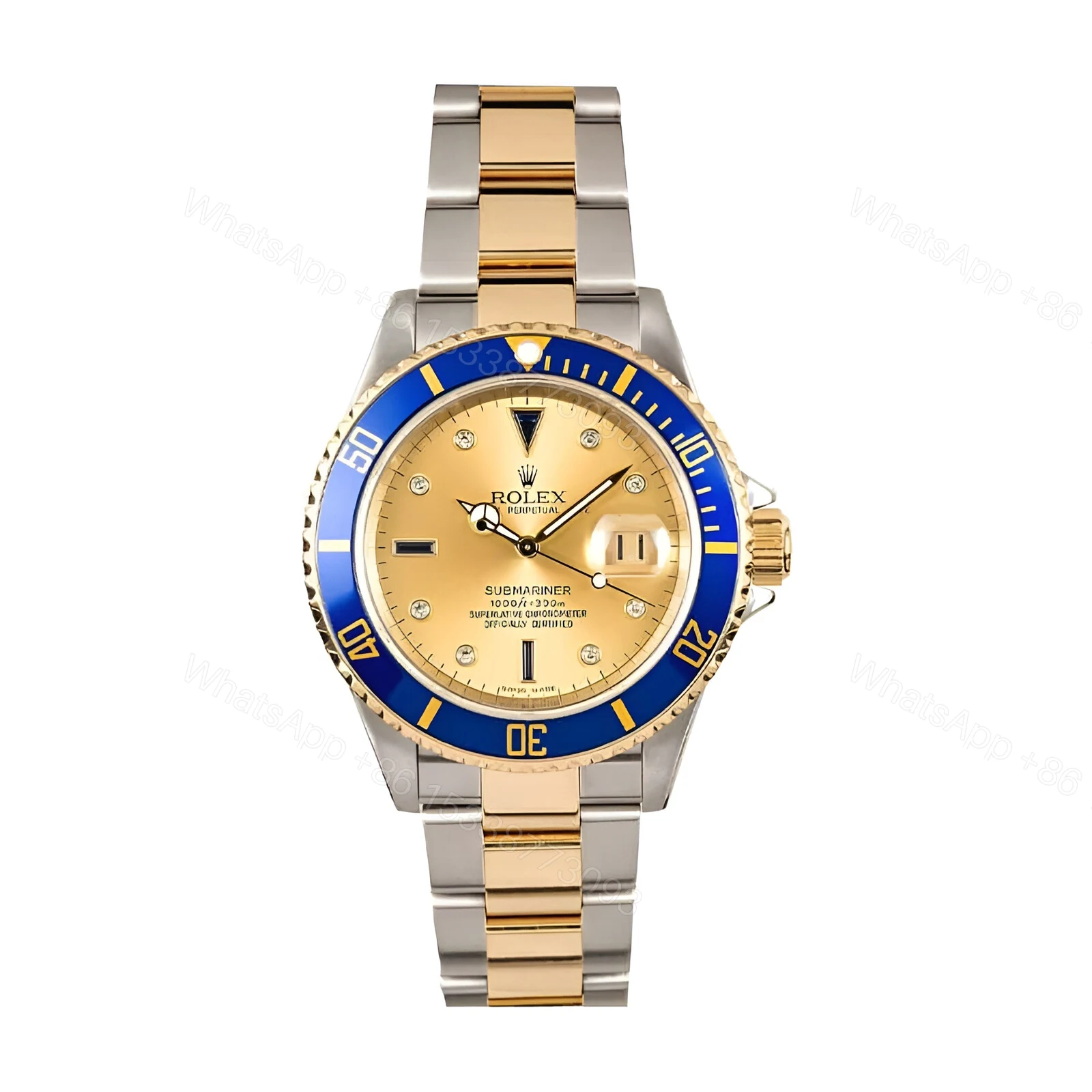 Rolex Submariner Serti Two Tone Stainless Steel Gold Diamond 16613 Replica — view 1