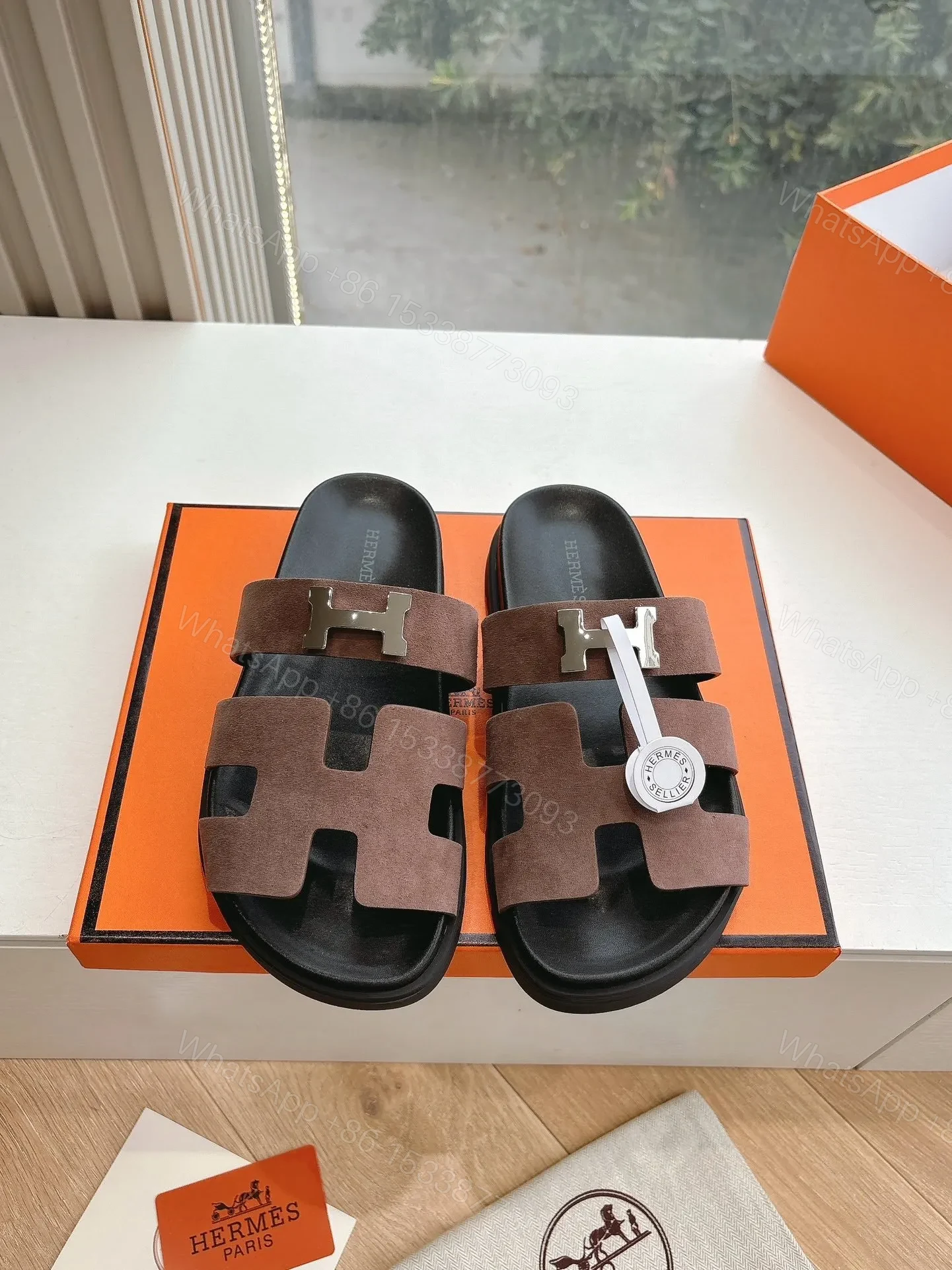 Hermes Women Brown Suede Sandals — view 1