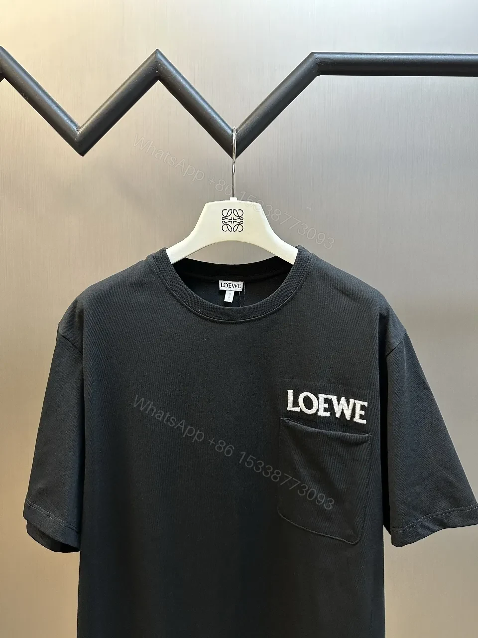 View 5 of Black Minimalist Tee with Chest Pocket - Premium Cotton, Relaxed Fit