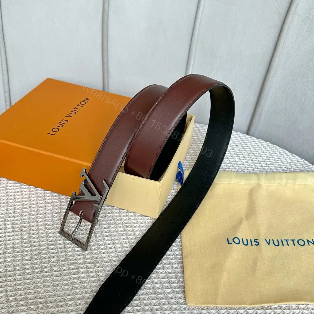 View 2 of Two-Tone Leather Belt with Luxury Buckle