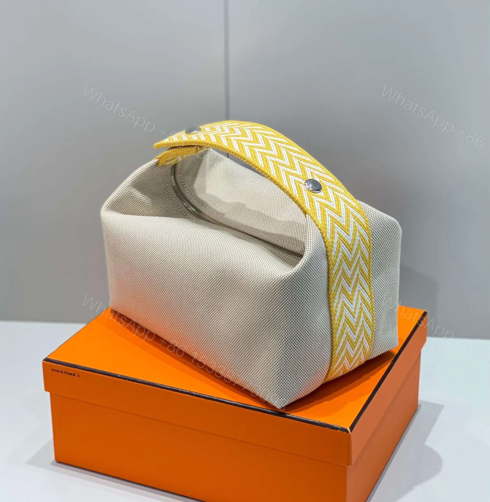View 7 of Hermes Bride A Brac PM Clutch Bag Yellow Fabric 12x20x10cm