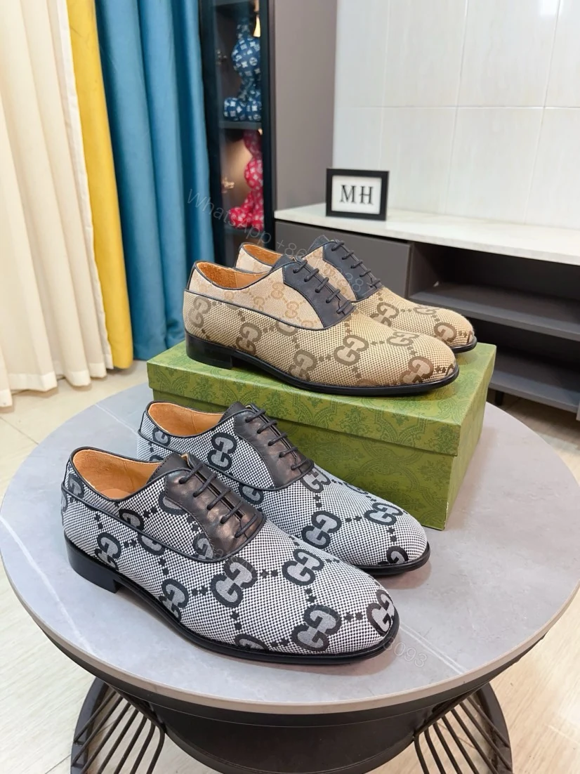 Gucci 高仿男士帆布德比鞋 GG經典圖騰拼色紳士鞋款 — view 1
