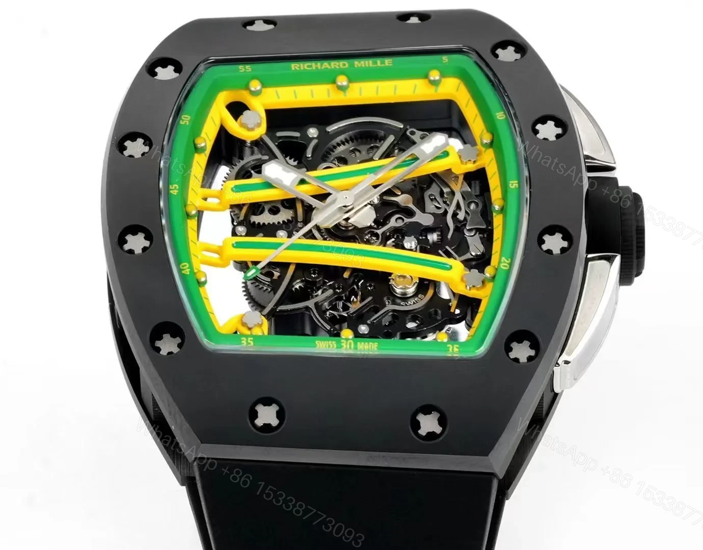 View 3 of Richard Mille RM61-01 Watch TZP-N Zirconia Ceramic NTPT Carbon Fiber Case Skeleton Dial RMUL2 Manual Winding Movement 50.2MM Luxury Sports Edition RM61-01-TZP-CF-SK50