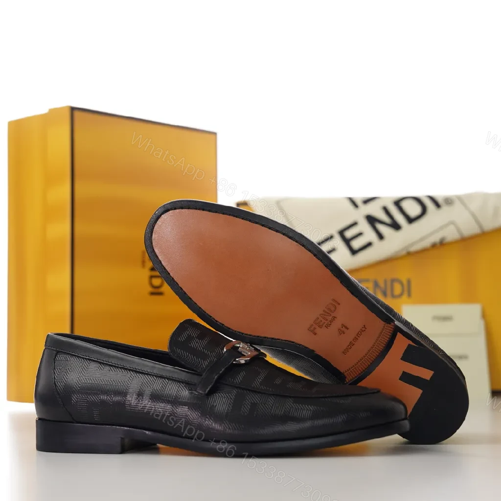 View 6 of Black Embossed Leather Loafers with Buckle - Everyday Luxury Shoes