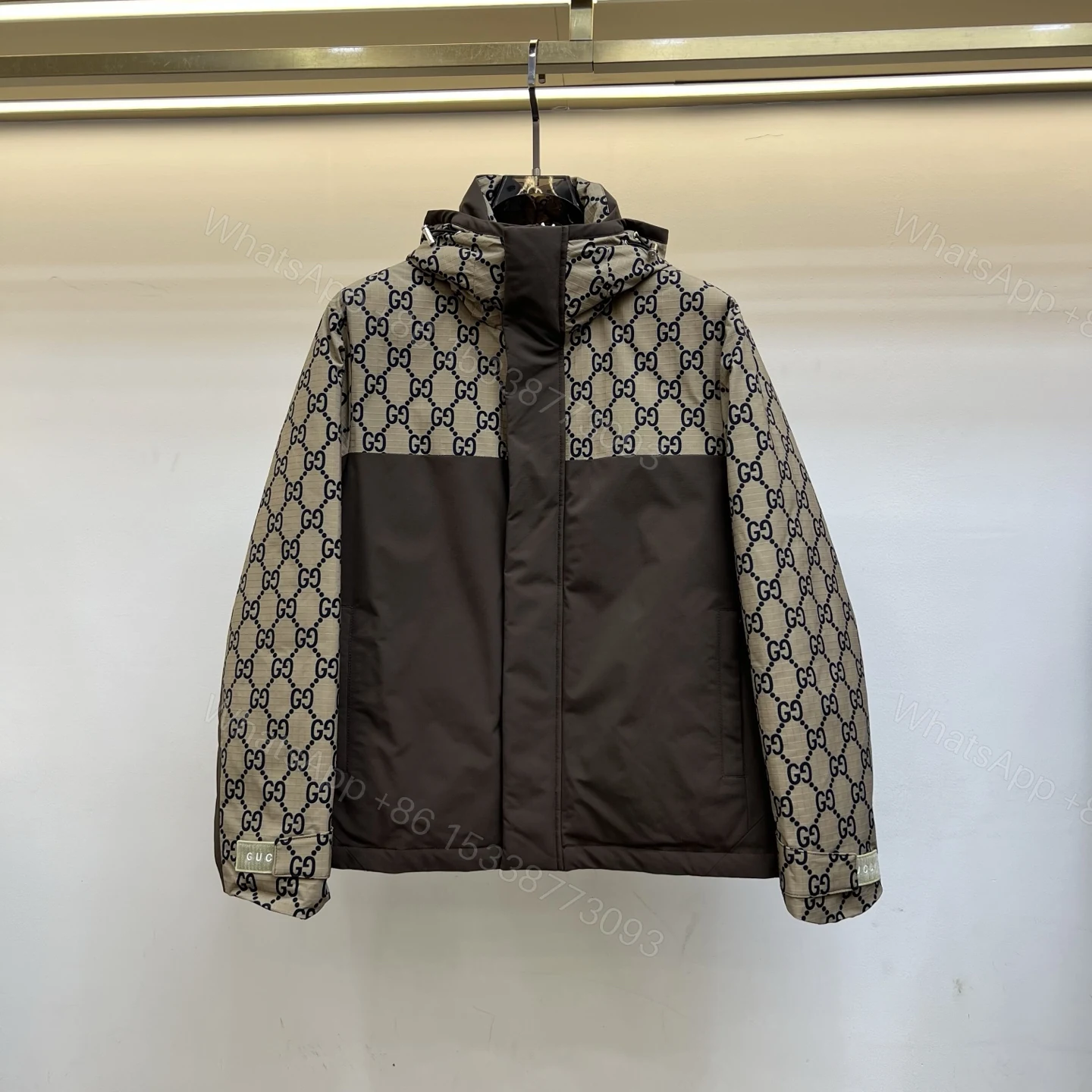 GucciA貨拼接外套咖啡色老花連帽男款百搭新作 — view 1