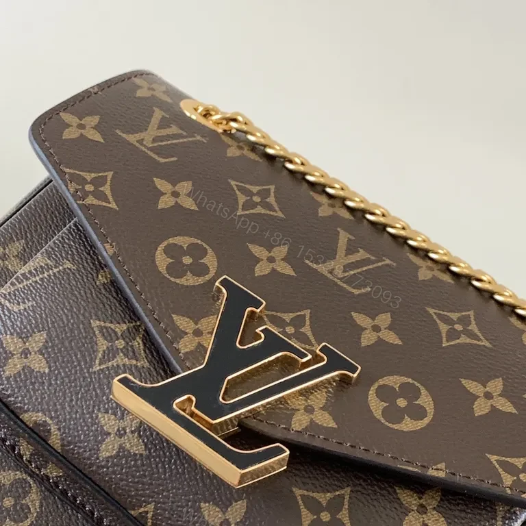 View 4 of Compact Monogram Canvas Bag with Luxe Chain, Crossbody Style