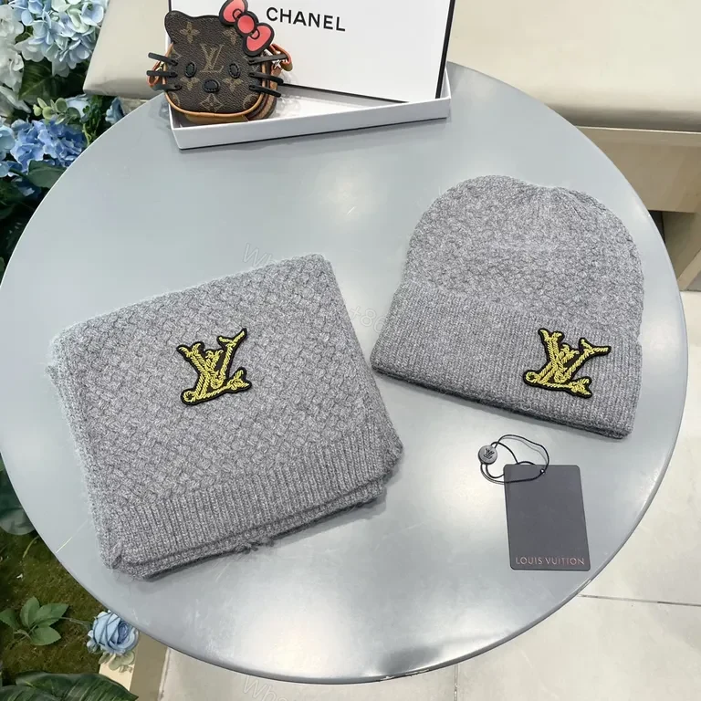 View 8 of Charcoal Wool Luxe Set: Knit Scarf & Beanie