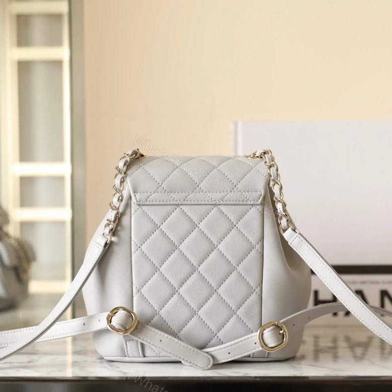 View 3 of 高仿Chanel*24K系列AS2908小牛皮淡灰雙肩包小號免檢版