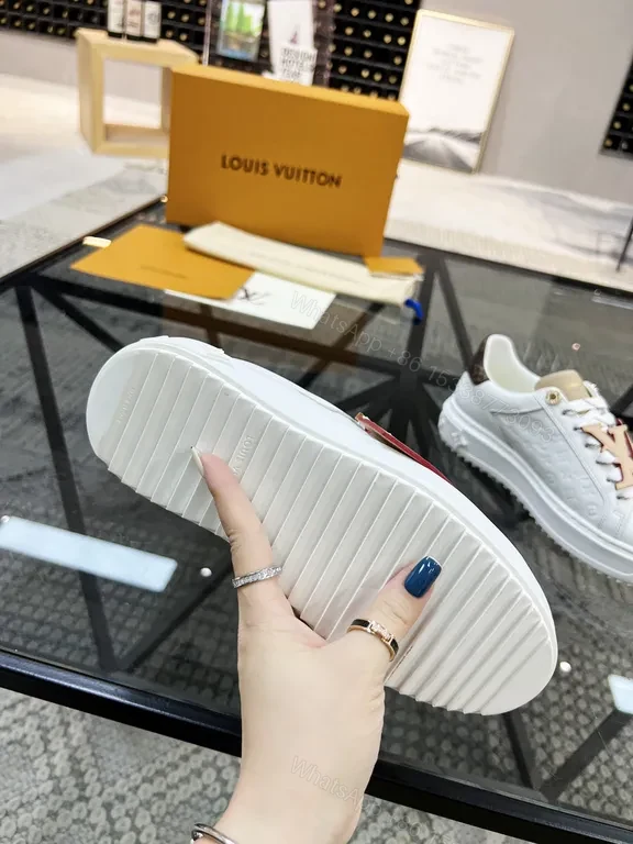 View 4 of Bold White Leather LV Sneaker â€“ All-Day Comfort, City Style