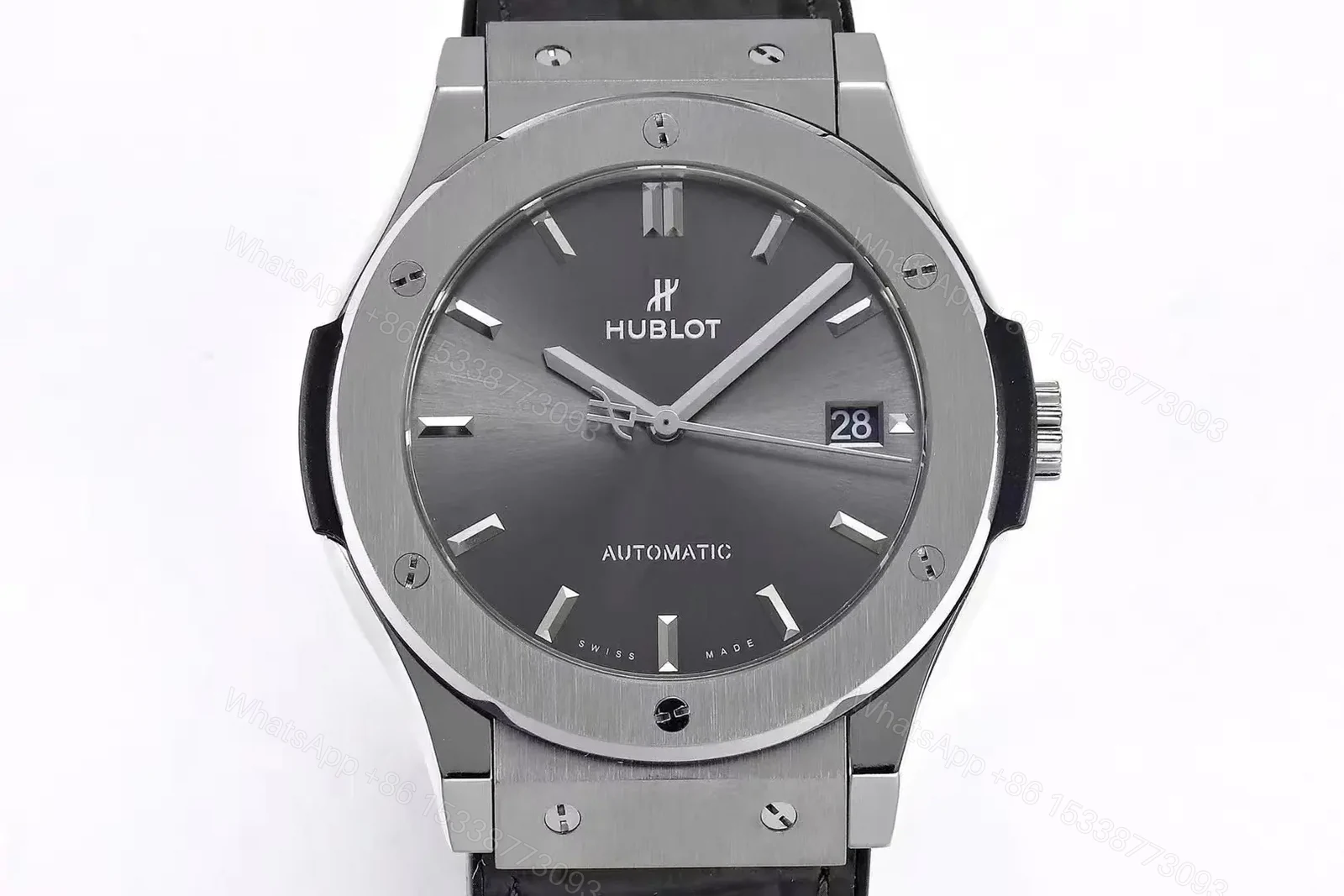 View 2 of Hublot Classic Fusion Titanium Automatic Watch Grey Dial Black Strap