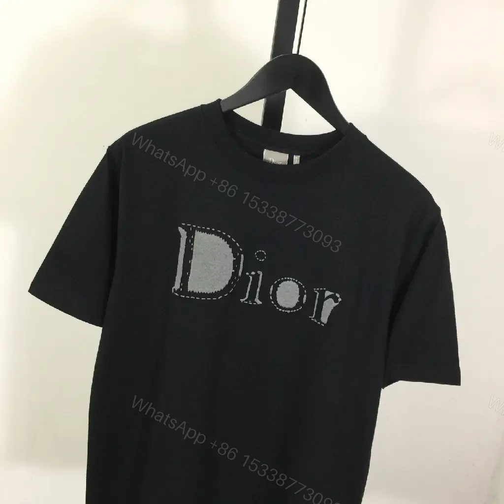 View 6 of Black Cotton Luxe Tee | Minimalist Dior Graphic, Relaxed Fit, Premium