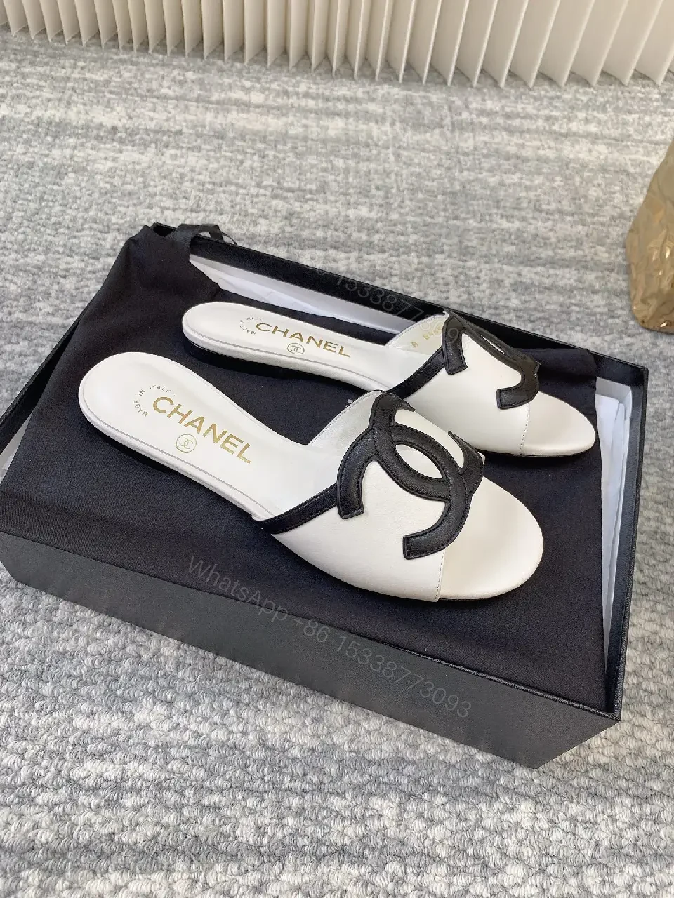 View 7 of Minimalist Luxury Slip-On Sandals with Logo Strap