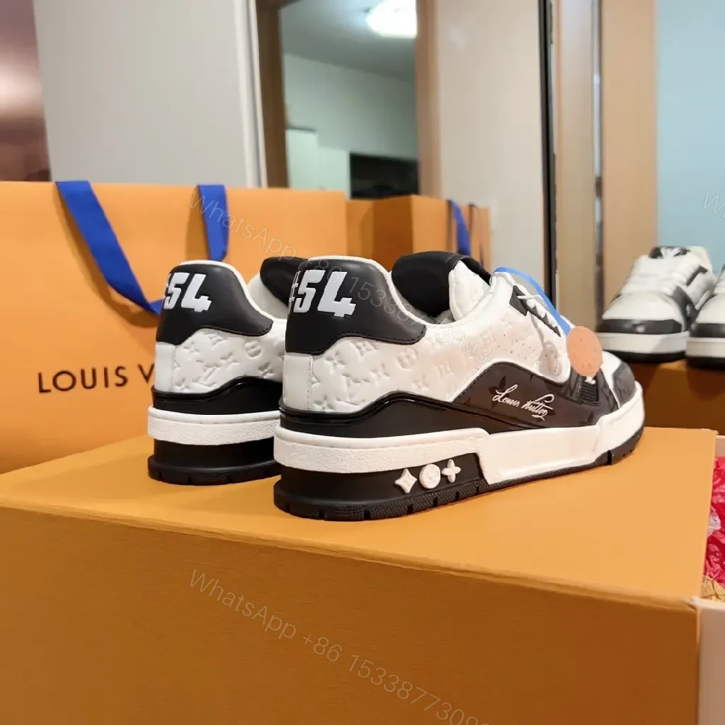 View 5 of Bold Monochrome Trainer: Premium Leather, LV-Inspired