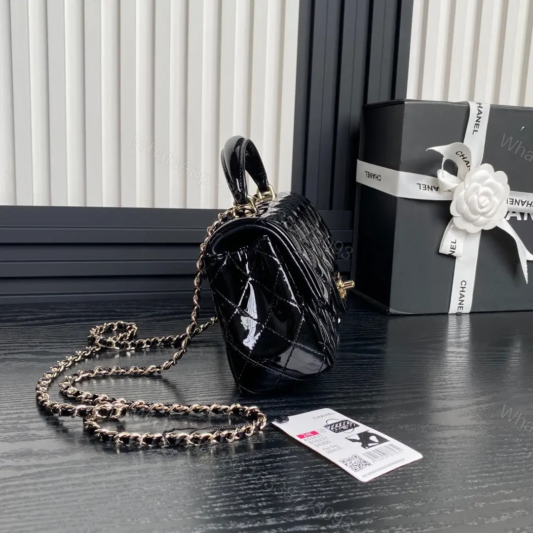 View 5 of Chanel Patent Quilted Mini Top Handle Flap Bag