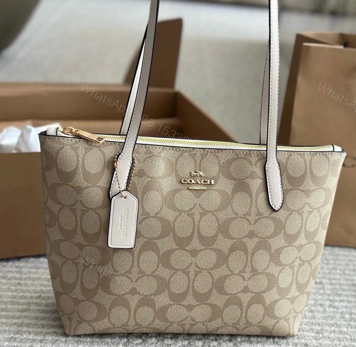 View 12 of Coach Signature City Top Zip Tote Bag First Copy | Premium Replica Designer Handbag