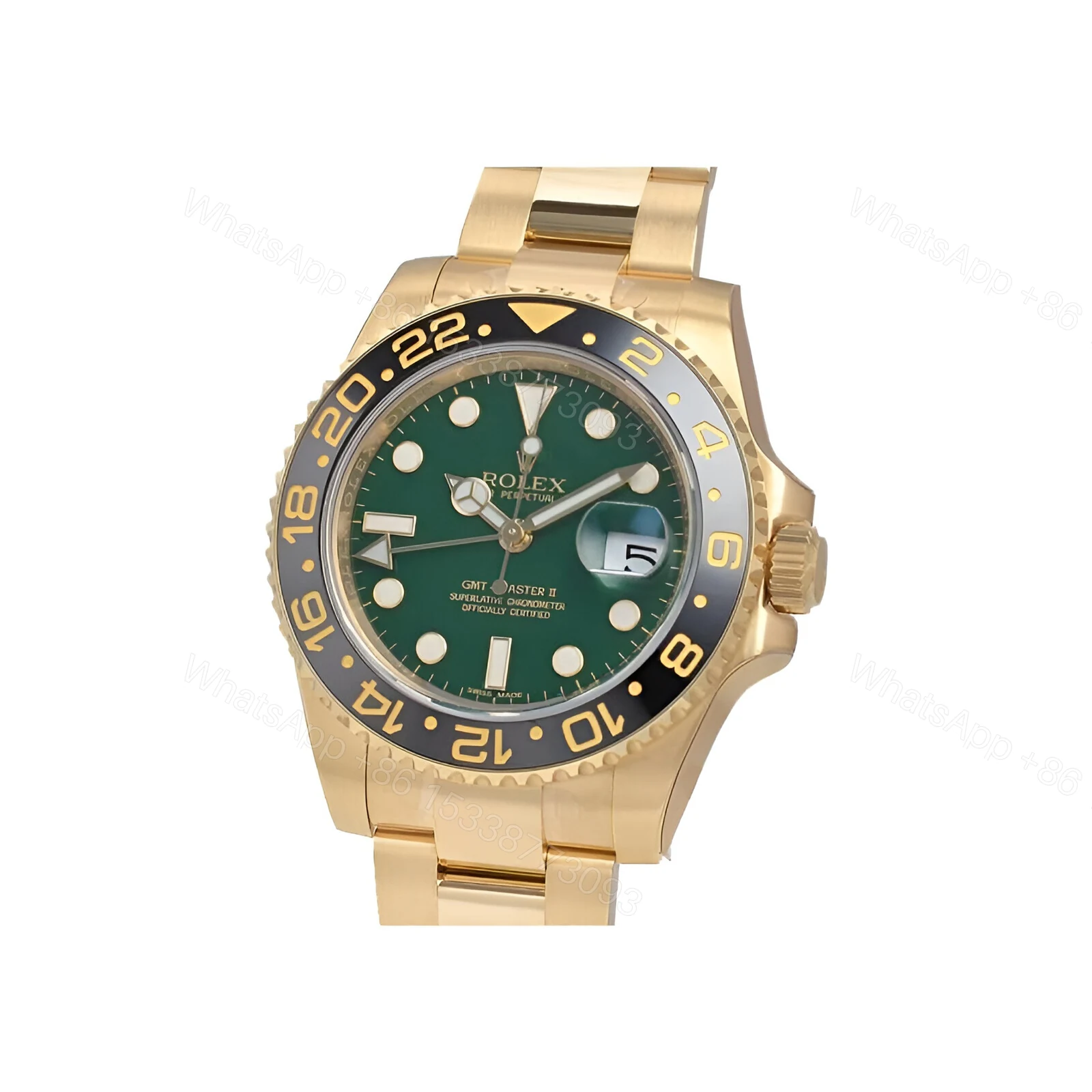 View 2 of Rolex GMT-Master II 11678LN Yellow Gold Green Dial oyster Replica