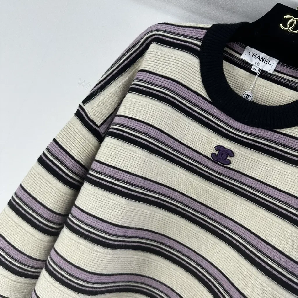 View 6 of Stripe Knit Crewneck Sweatshirt: Soft Textured Comfort