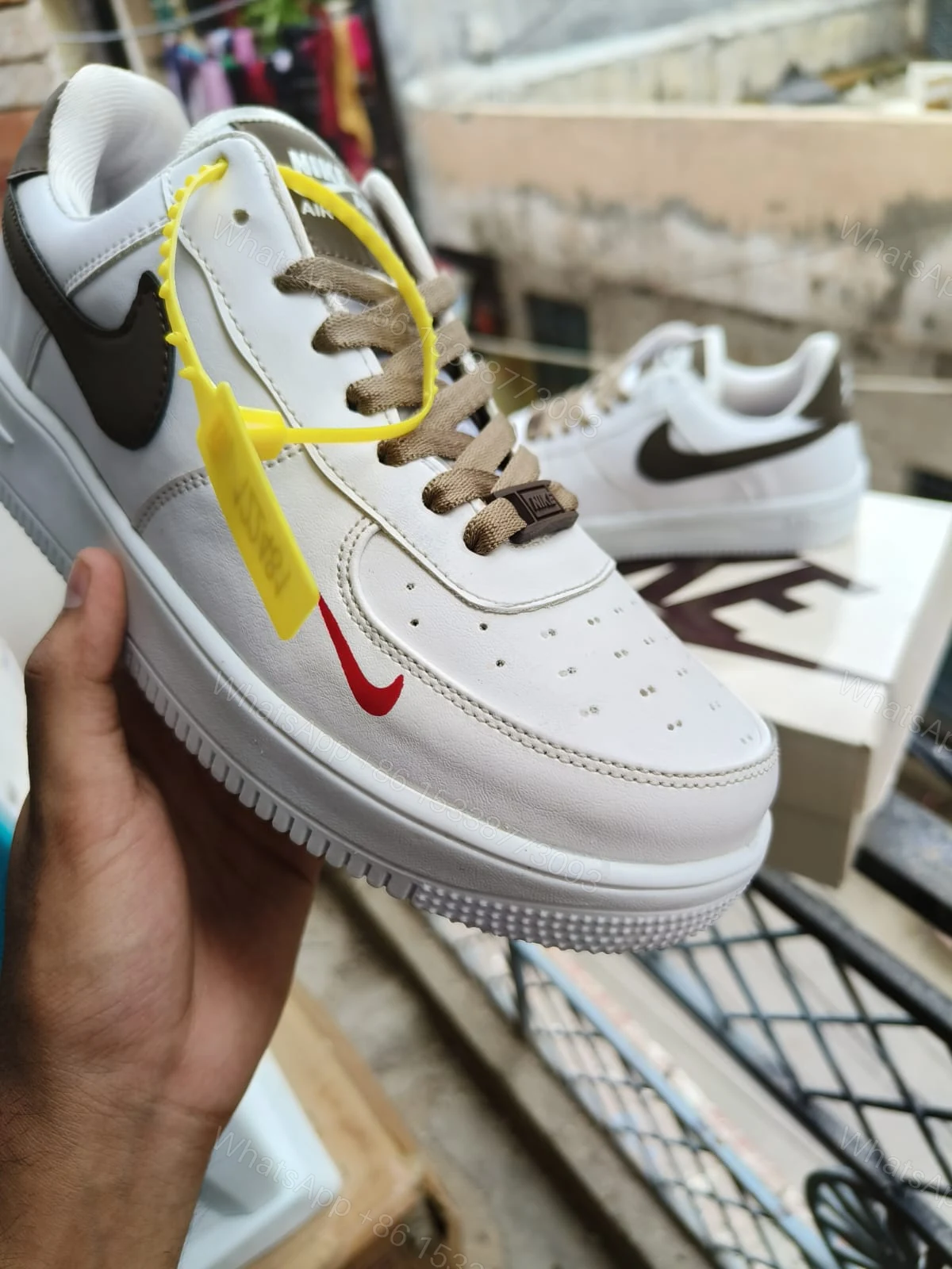 View 10 of BUY FIRST COPY NIKE AF1 BROWN TOP QUALITY SNEAKERS