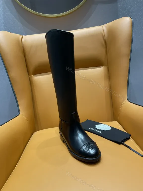 View 6 of Elegant Knee-High Leather Boots - Subtle Luxury Detailing