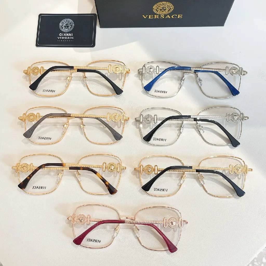 View 3 of Rose-Gold Designer Eyewear with Medusa Detailing Eyeglasses