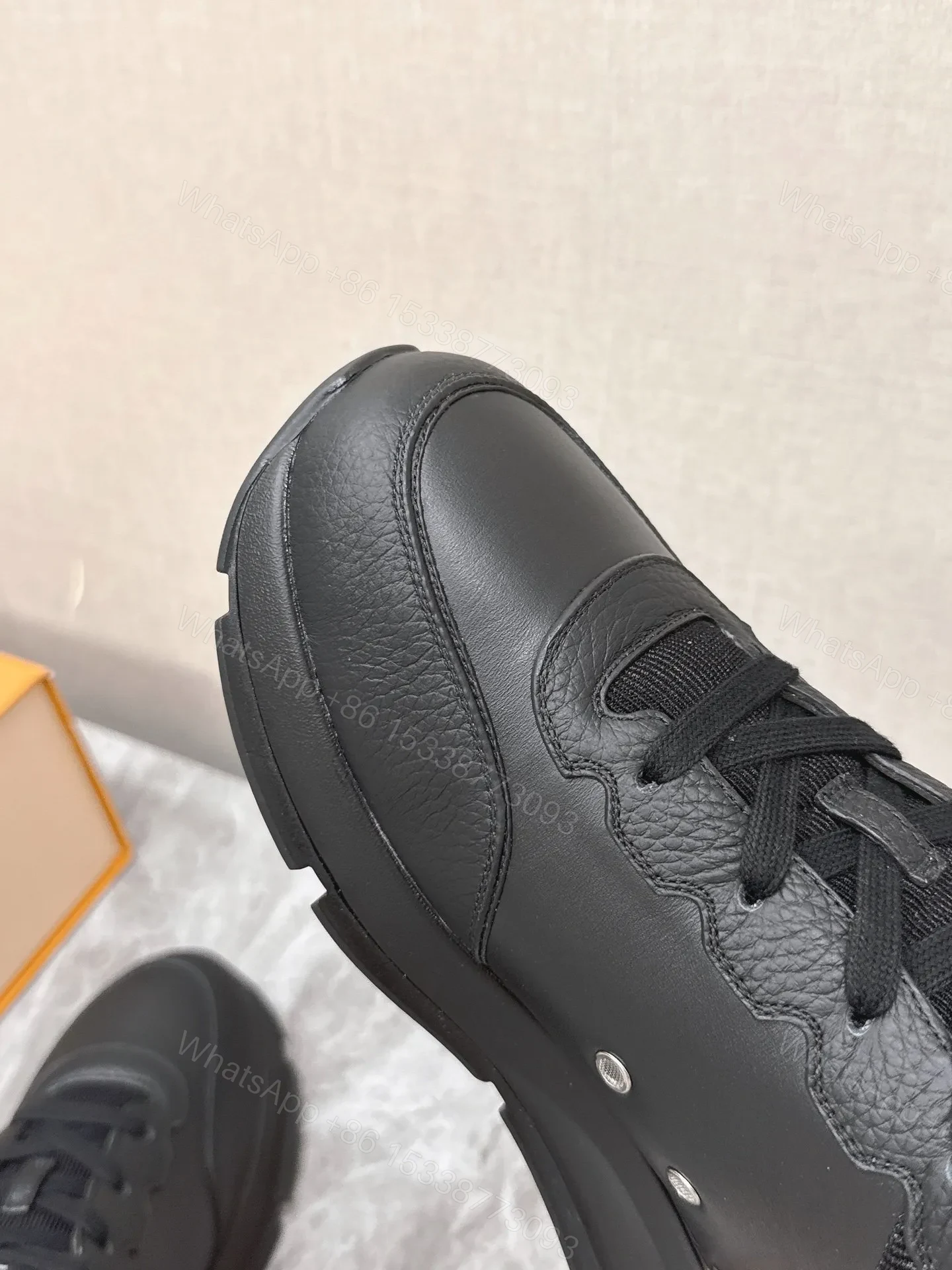 View 2 of LV Women Black Leather Sneakers