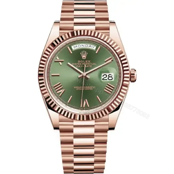 Rolex Day-Date 40 228235 Super Clone : 40mm Everose Gold Green Roman Dial — view 1