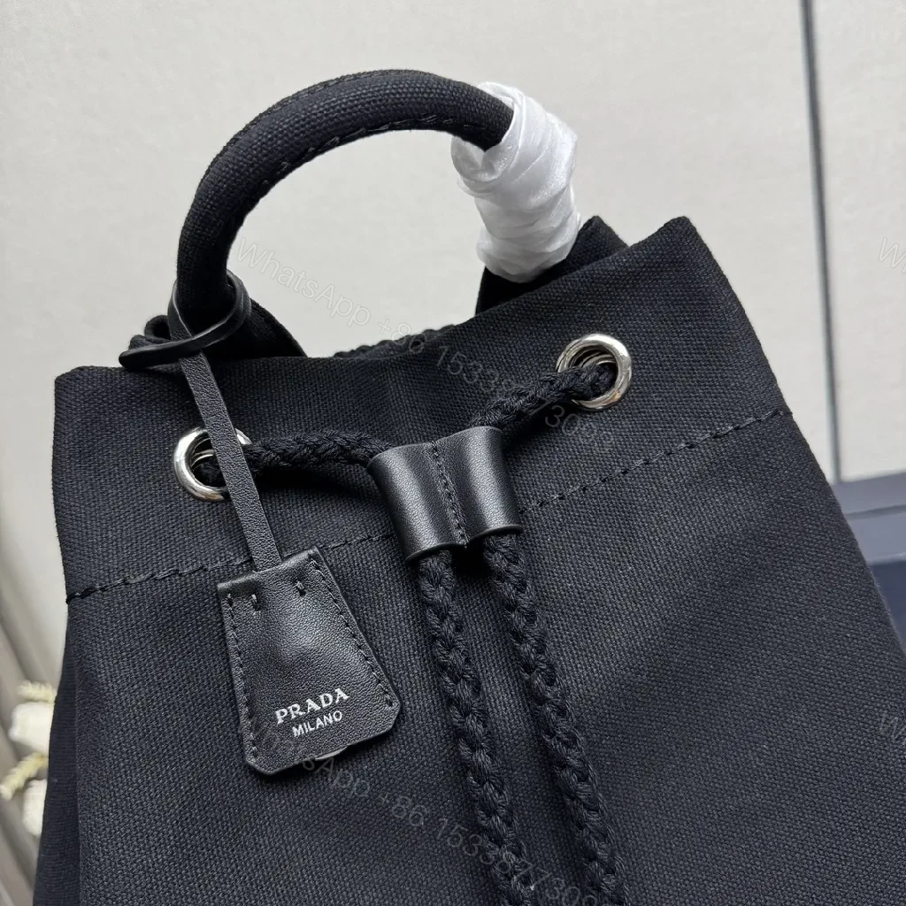 View 4 of Minimalist Black Drawstring Backpack — Subtle Luxury, Everyday