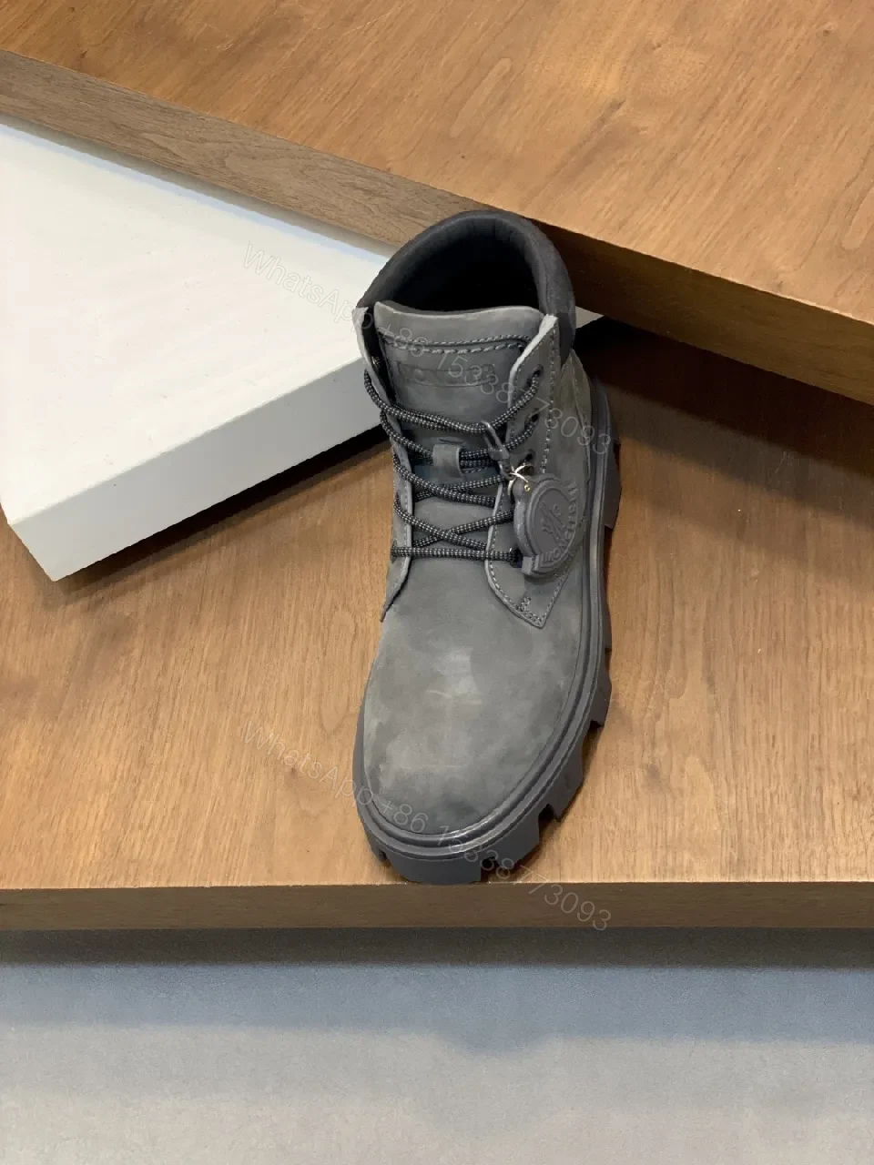 View 7 of Graphite Suede Rugged-Chic Boots with Plush Collar
