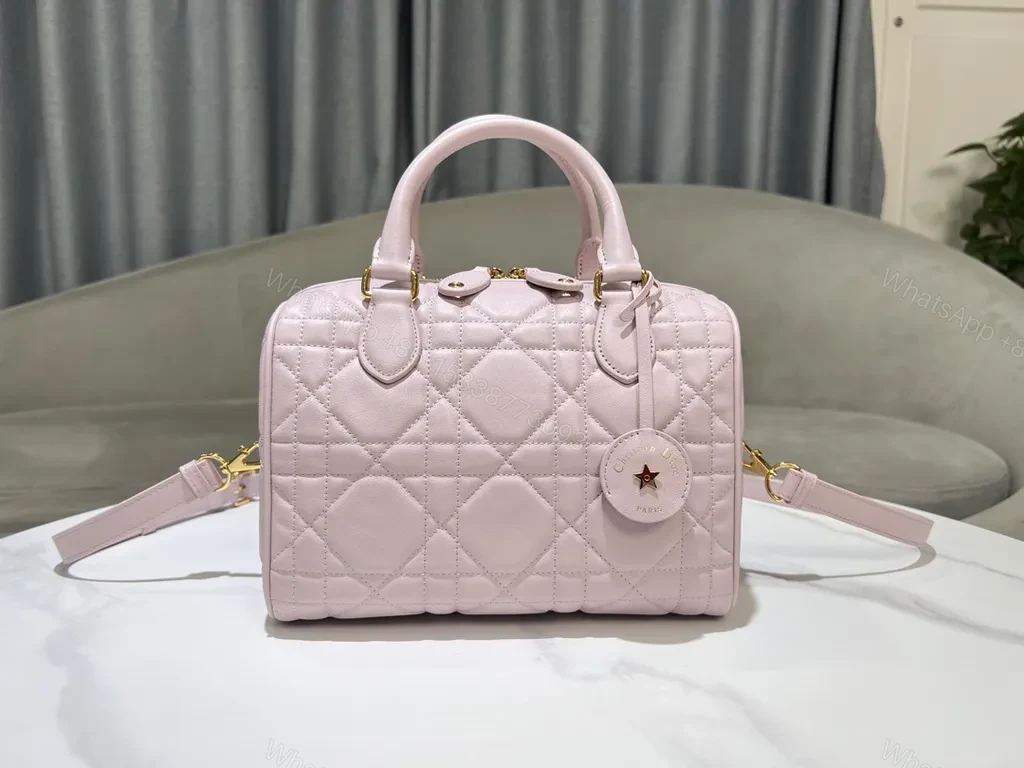 View 4 of Chic Pink Quilted Mini Bag â€” Dior Luxury, Structured Silhouette