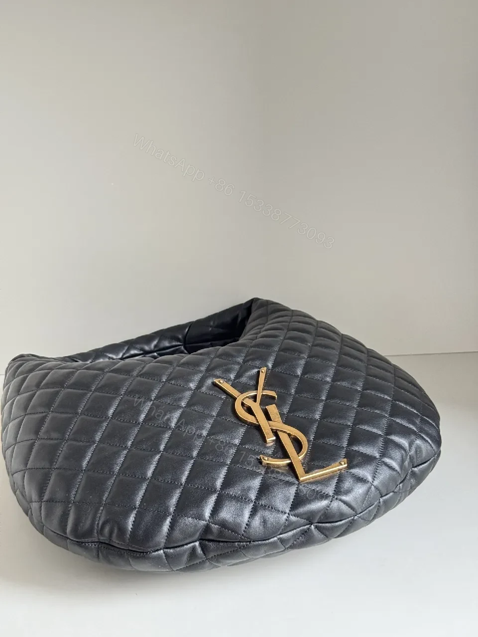 View 3 of Quilted Black Faux Leather Hobo Bag: Luxury, Comfort, Modern Style