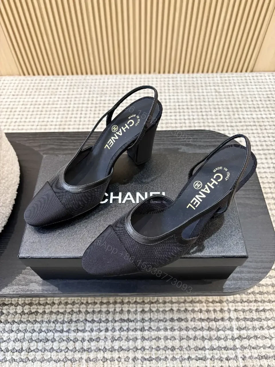 View 4 of Textured Slingback Heels - Luxe Comfort, Pointed-Toe, Block Heel