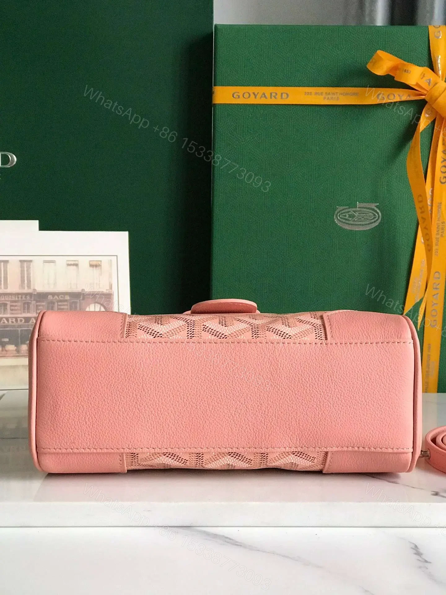 View 4 of Goyard Saigon Handbag Pink Women’s Wooden Handle 20x15cm