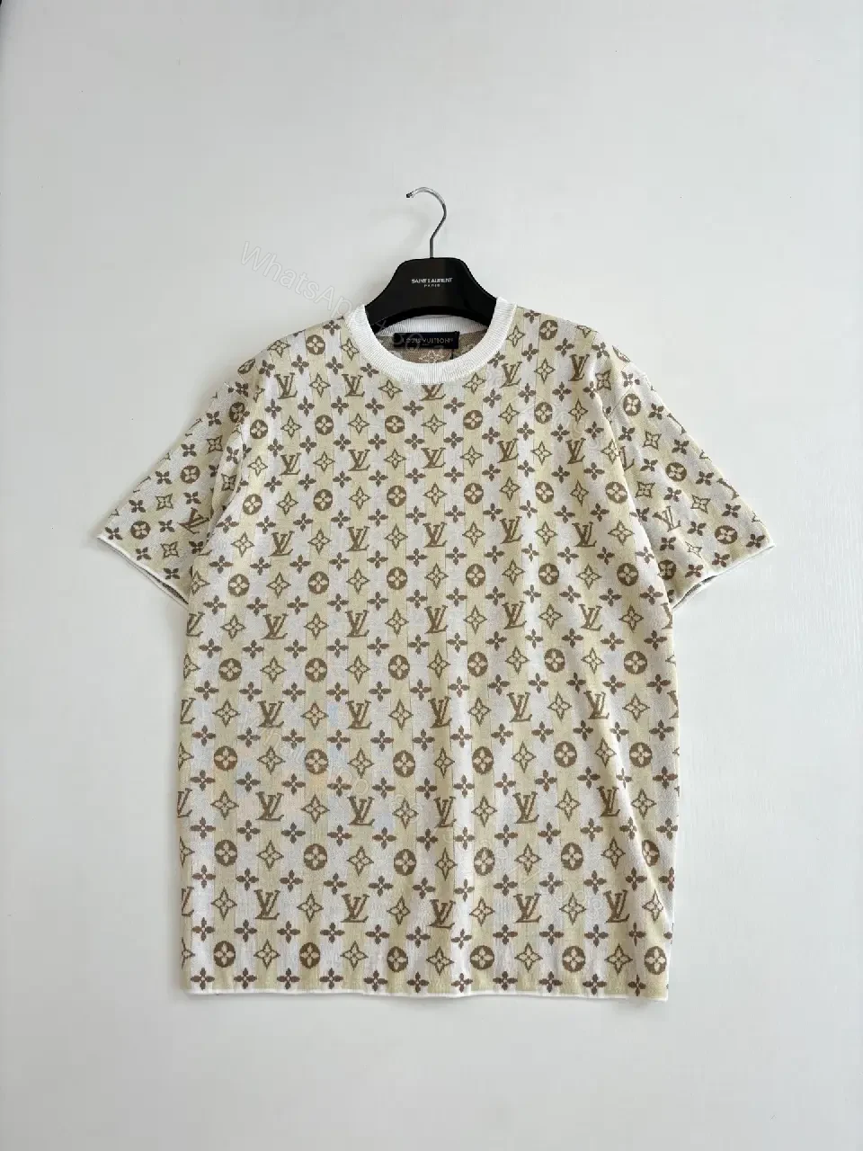 View 2 of White Cotton Jacquard Louis Vuitton Monogram Knit T-Shirt