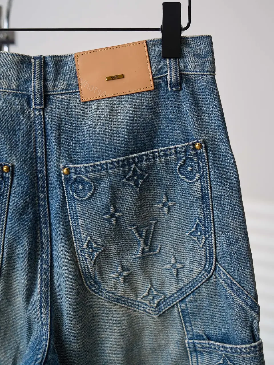 View 6 of Blue Denim Louis Vuitton Monogram Shorts