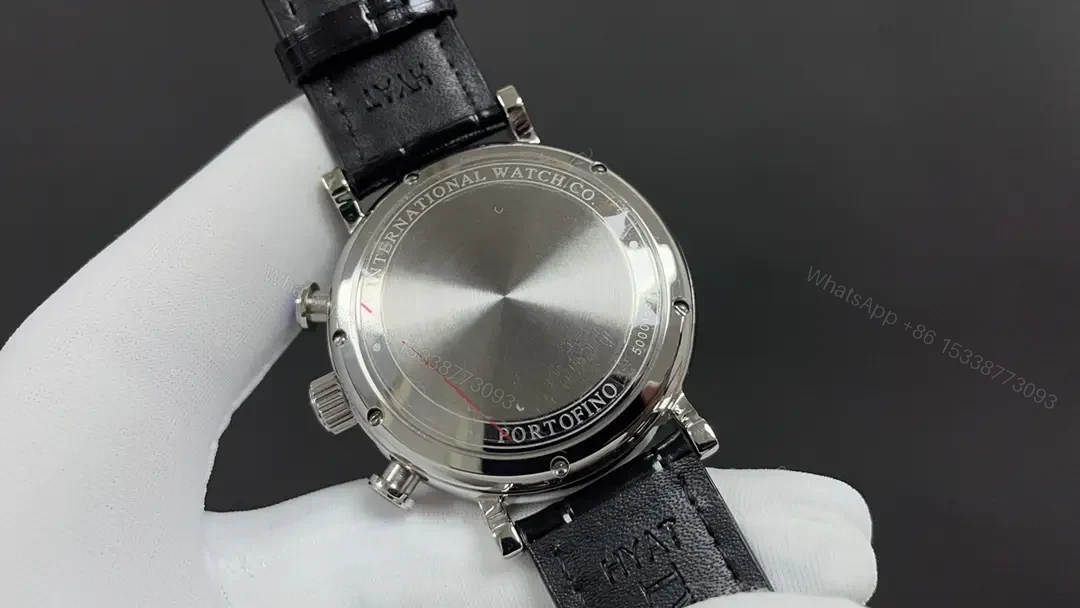 View 6 of IWC Portofino Chronograph Watch White Dial Black Leather Strap Ultimate 42MM IWC-PORT-CHR-WHT42-BLK