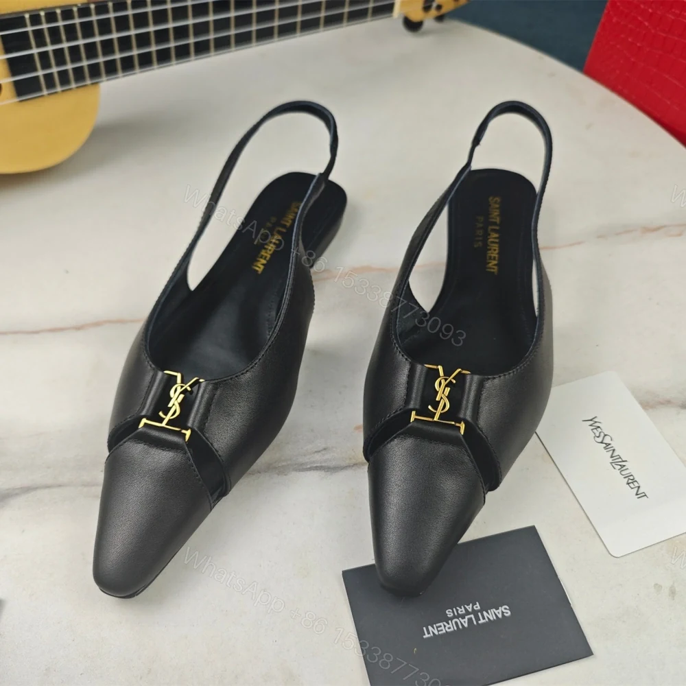 View 2 of 高仿YSL/聖羅蘭*Babylone系列803646V尖頭露跟平底鞋小牛皮免檢版