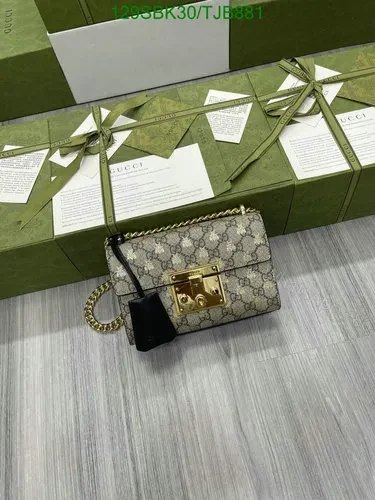 Gucci Beige GG Supreme Canvas and Leather Small Shoulder Bag YT528 — view 1