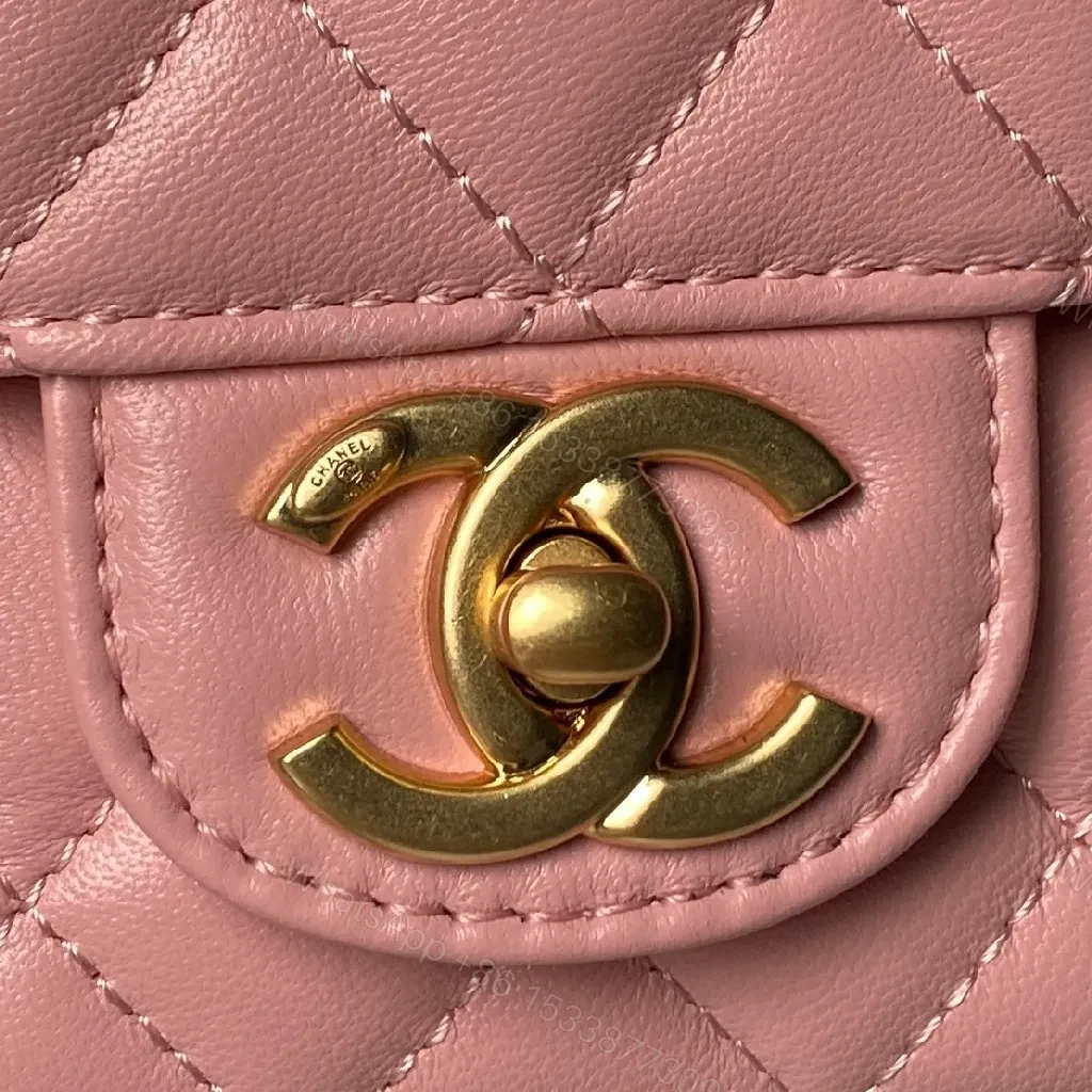 View 4 of Pink Quilted Flap Bag with Gold Chain - Luxury Crossbody Bag