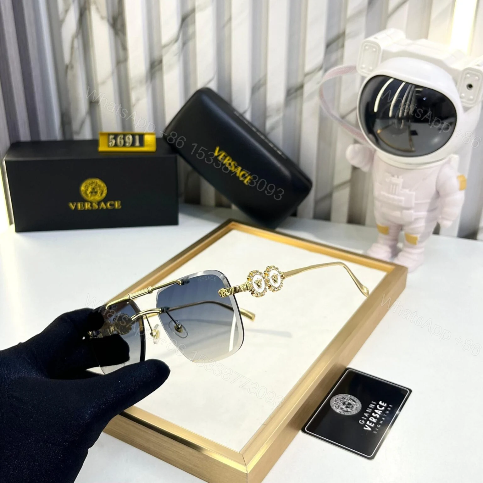 View 2 of Versace Sunglass Black UV Protection One Size