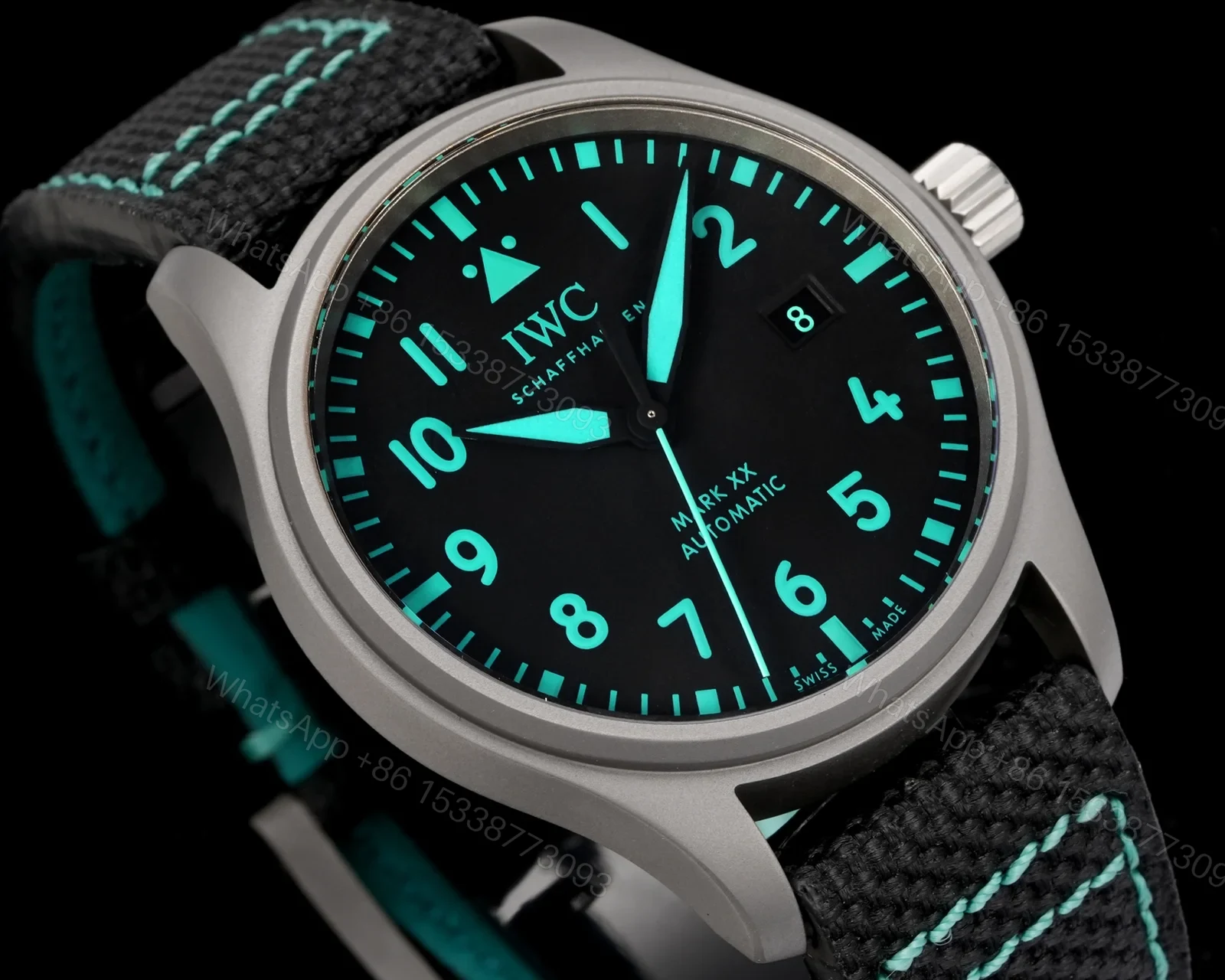 View 3 of IWC Pilot AMG Replica 40MM Premium Black Dial Fabric Strap Edition RG-IWC-PILOT-AMG-40