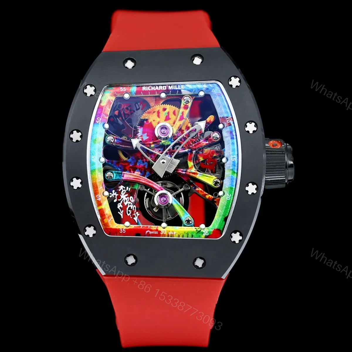 Richard Mille RM68-01 Cyril Phan Graffiti Master Edition Automatic Skeleton Watch Colorful Leather Strap Integrated Movement Premium Edition RM-RM68-01-CP-GRA-ART — view 1