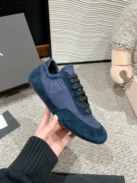 View 3 of Prada Milano Navy Suede High-Top Sneakers: Luxe Comfort