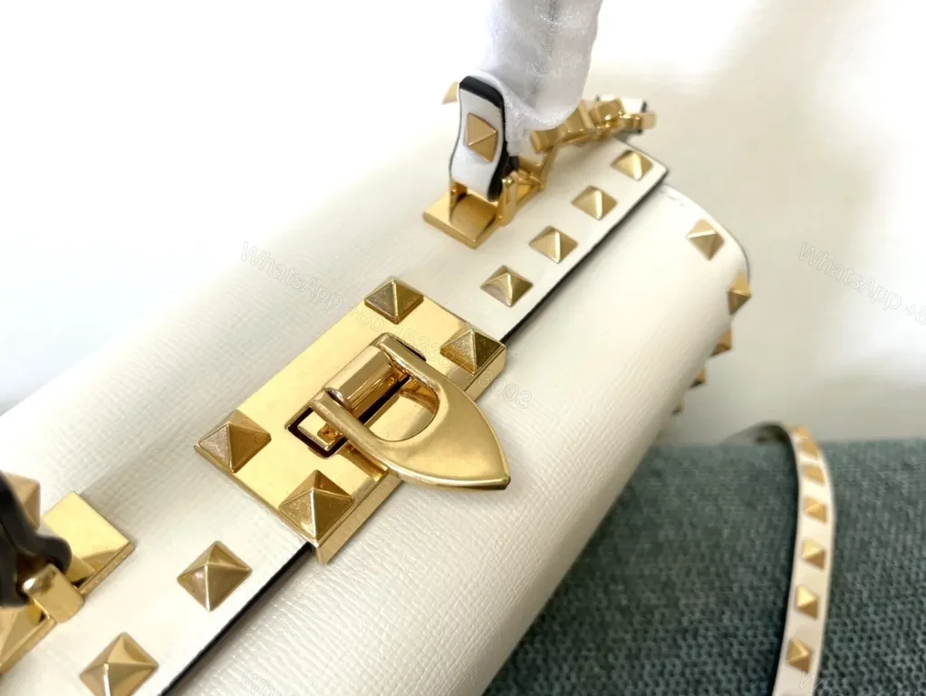 View 8 of Ivory Rockstud Box Bag: Valentino Garavani Mini Crossbody