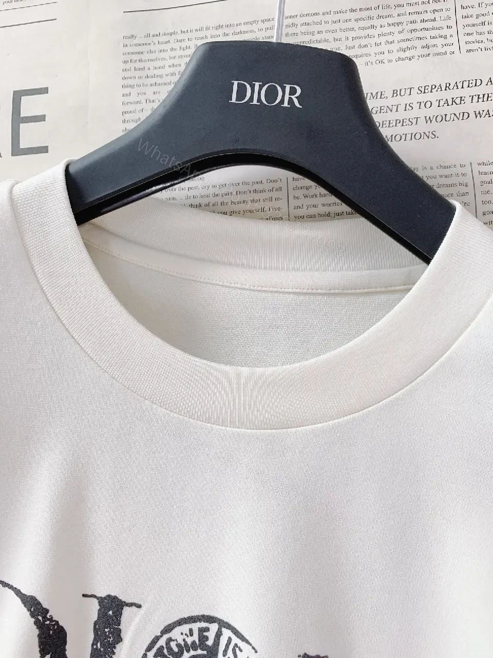 View 6 of Off-White Cream Casual Logo Tee with Bold DIOR Emblem T-shirt
